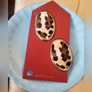 Vintage 80's Leopard Print Oval Statement Post Earrings